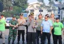 Polres Metro Tangerang Kota Kerahkan Ratusan Personil Gabungan Kawal Buruh Tangerang ke Jakarta